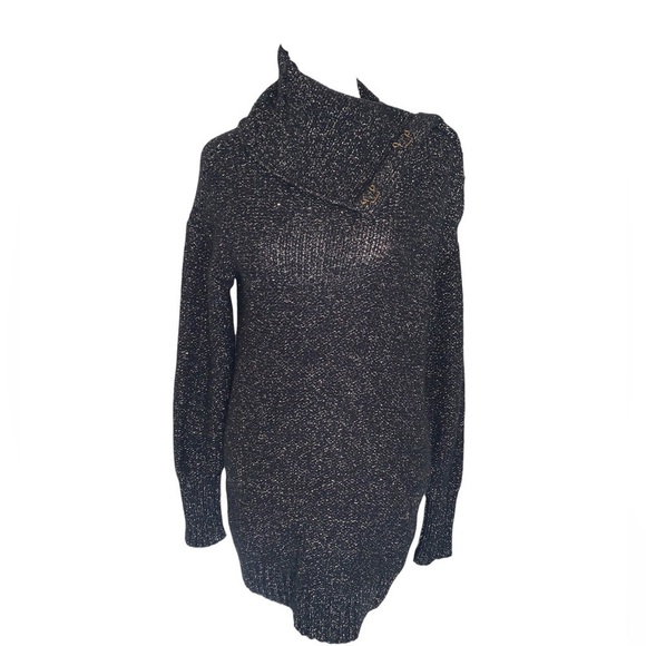 Brochu Walker Black Metallic Knit Sweater Wool Cashmere Blend - Picture 1 of 11